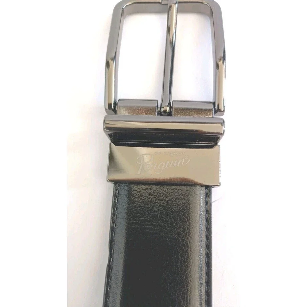 Penguin Mens Bonded Leather Reversible Belt Size 32 Black Brown